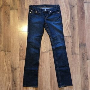 True Religion Low Rise Straight Women's Dark Blue Jeans size 27